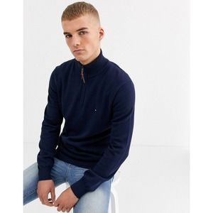 Tommy Hilfiger Mens Sweater 1/2 Half Zip Mock Turtleneck Navy Blue, Sz XL